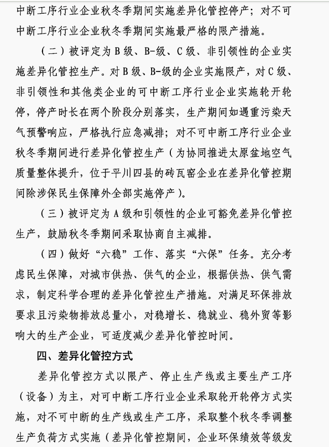 呂梁市2023-2024年秋冬季差異化管控工作方案(征求意見(jiàn)稿)